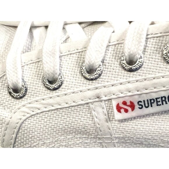 Superga Womens Sneakers Platform White Canvas Lace Up Size 9 Euro Size 40 Italy - Picture 11 of 13